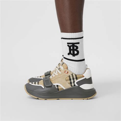 burberry leather check sneakers|burberry vintage check sneakers men's.